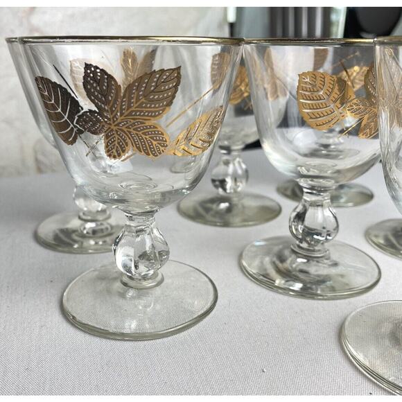 Libbey | Dining | Libbey Clear Glass Cordial Cups 3 Gold Leaves Design ...